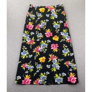 Vintage Villager Y2K Maxi Skirt Size 14 Black Dark Floral Artsy Whimsical Fairy